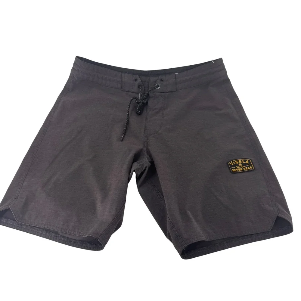 Vissla Seven Seas Board Shorts Mens 30 Charcoal Grey Stretch Coconut Surf Trunks